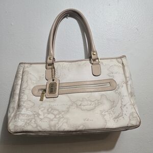 Bag Italy Alviero Martini Elegant Beige Map Print Handbag